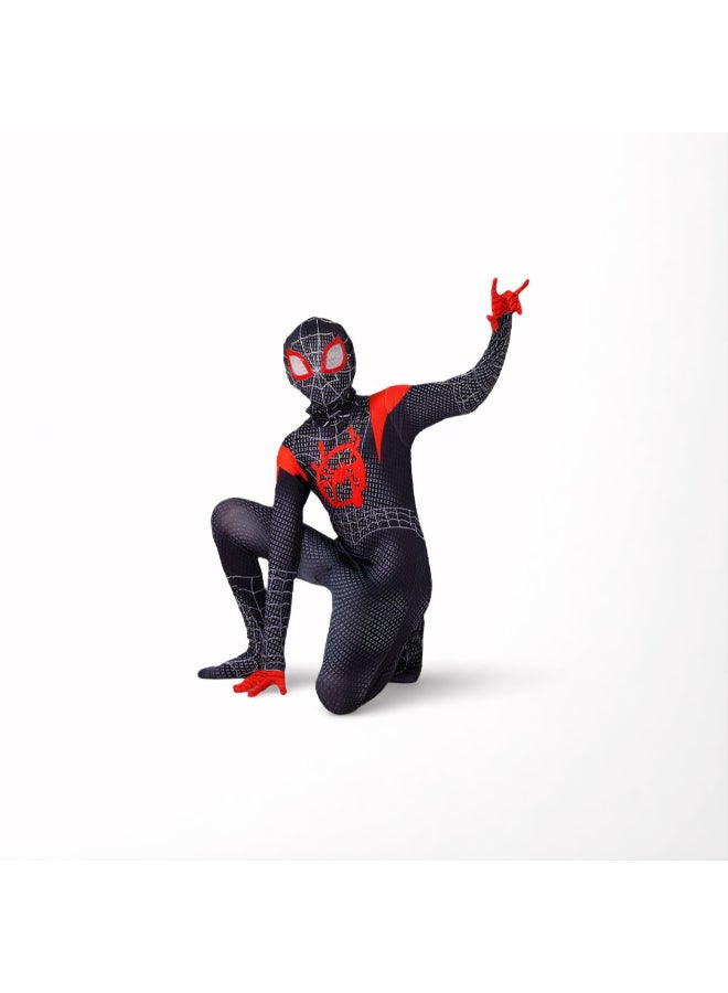 SPIDERMAN Spider-Man Miles Morales Cosplay Costume Full Bodysuit, Into the Spider-Verse Superhero Outfit with Mask for Fans, Costume Parties and Cosplay Events 4to5 years 110cm - Image 4